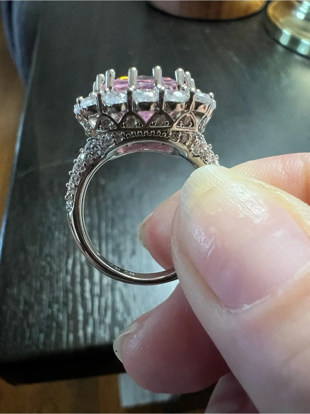 YGI Size 7 pink sapphire double halo ring